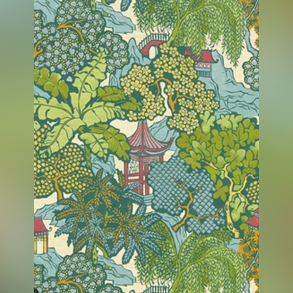 Pillow Cover - Beacon Hill Hidden Temple fabric on the face & white on the back